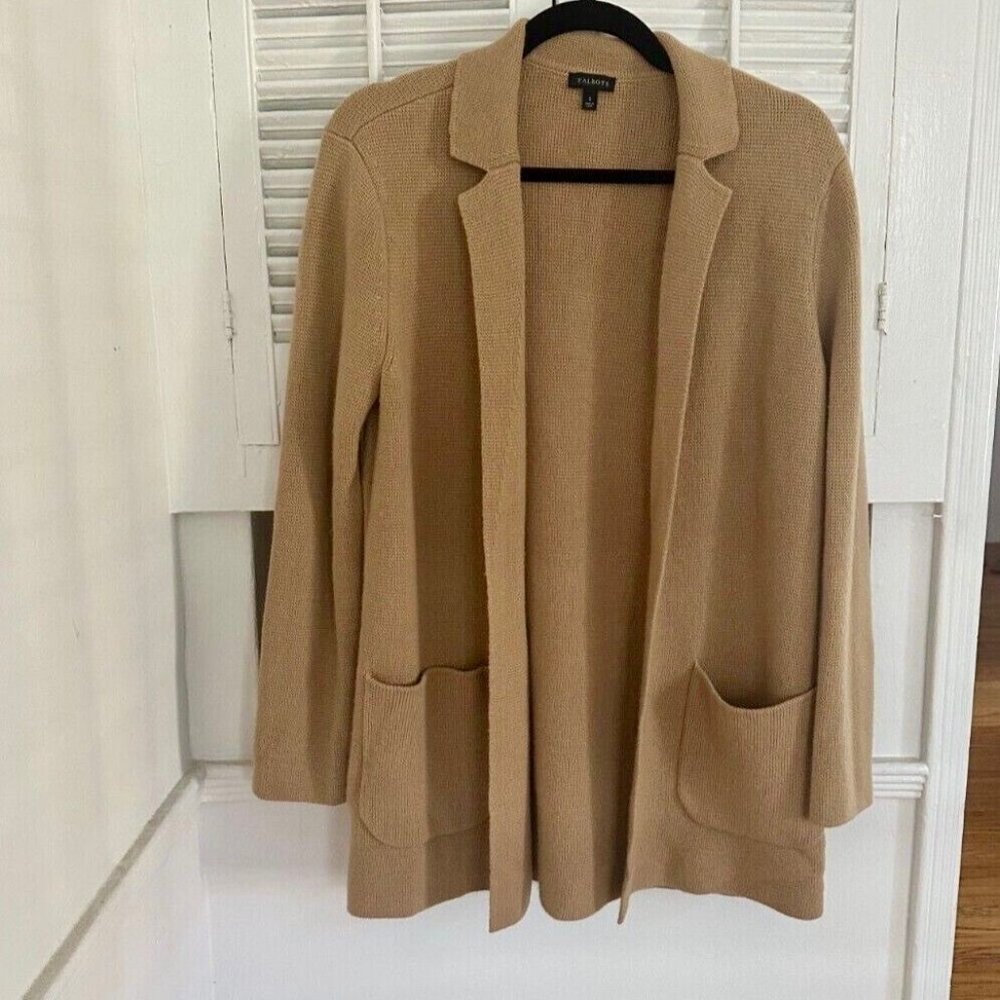 TALBOTS Tan Open Cardigan Sweater with Pockets - Size Small ($118)